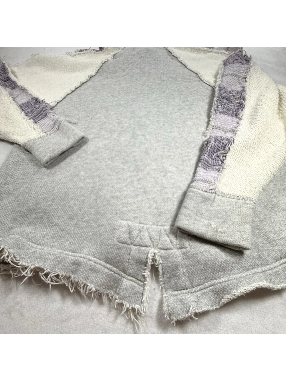 Free People Women’s Small Zip Hoodie Raw Edge Colorblock Boho Oversized